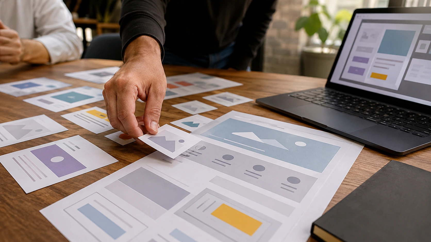 Planificación de jerarquía de mensajes y llamados a la acción en un wireframe web