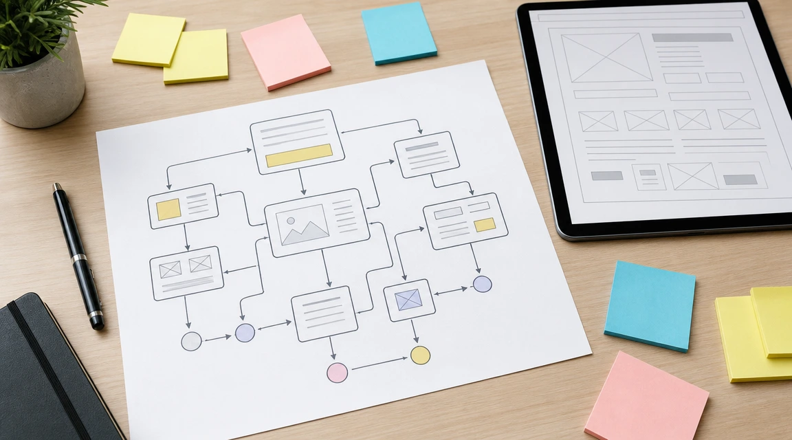 Recorrido de usuario en una web de servicios planificado desde el wireframe