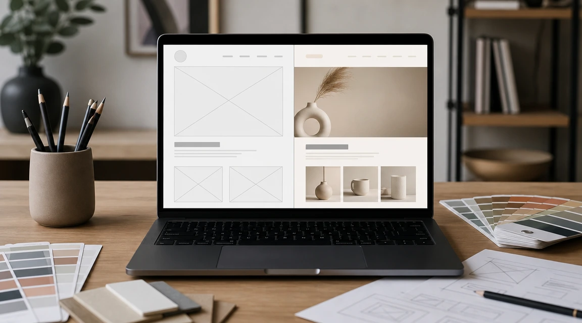 Wireframe de diseño web antes de aplicar colores tipografías e imágenes
