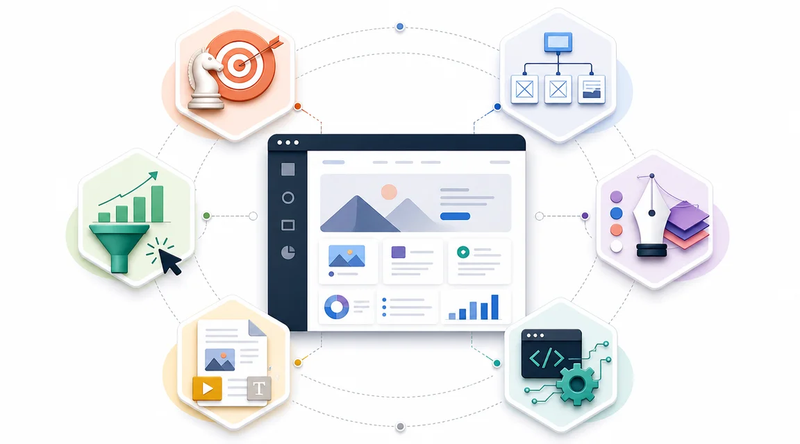 Componentes principales de un diseño web integral para una web profesional.