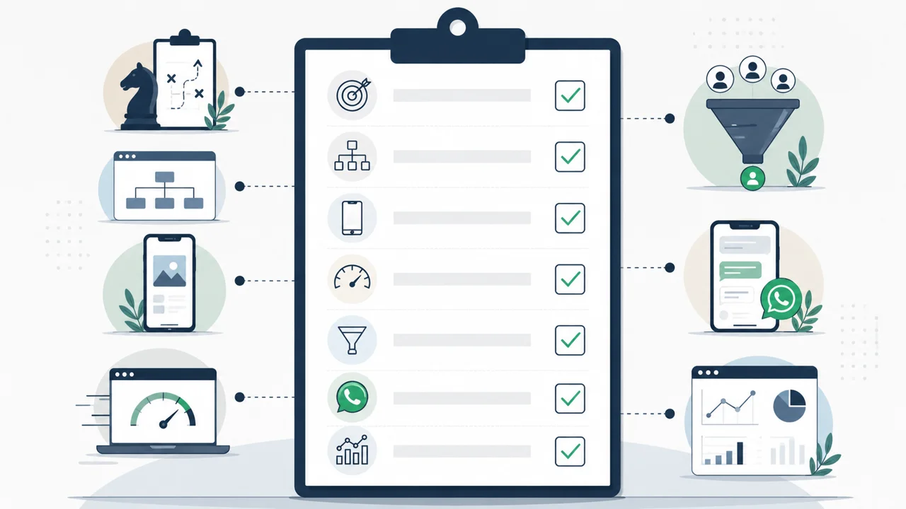 Checklist visual de criterios para evaluar una buena agencia de diseno web.