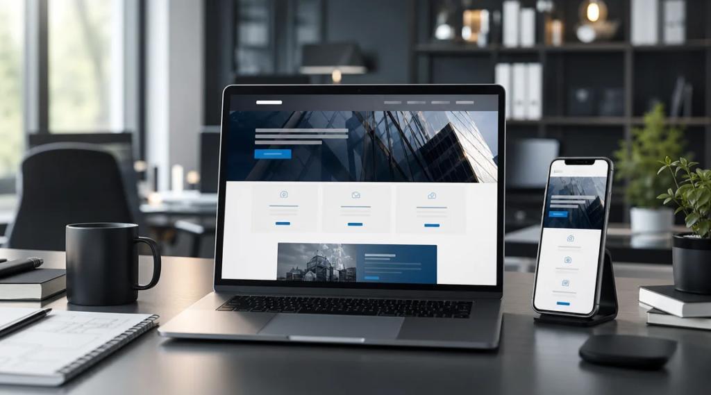 Diseno web corporativo para una empresa profesional con version desktop y mobile