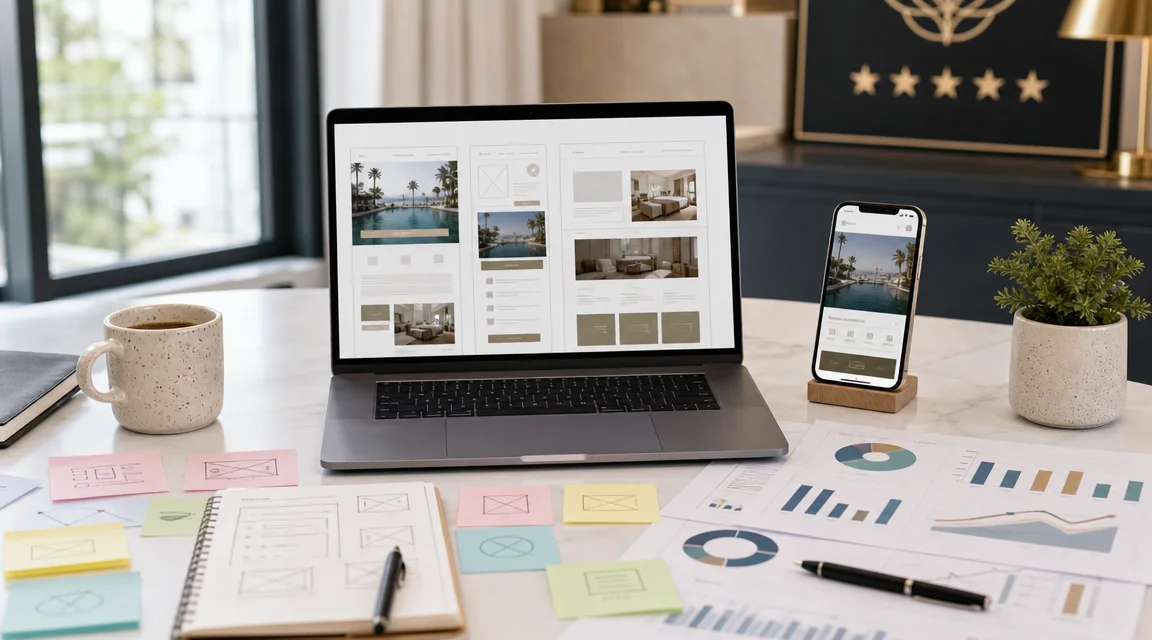 Planificacion estrategica de una web para hoteles orientada a conversion y consultas directas.