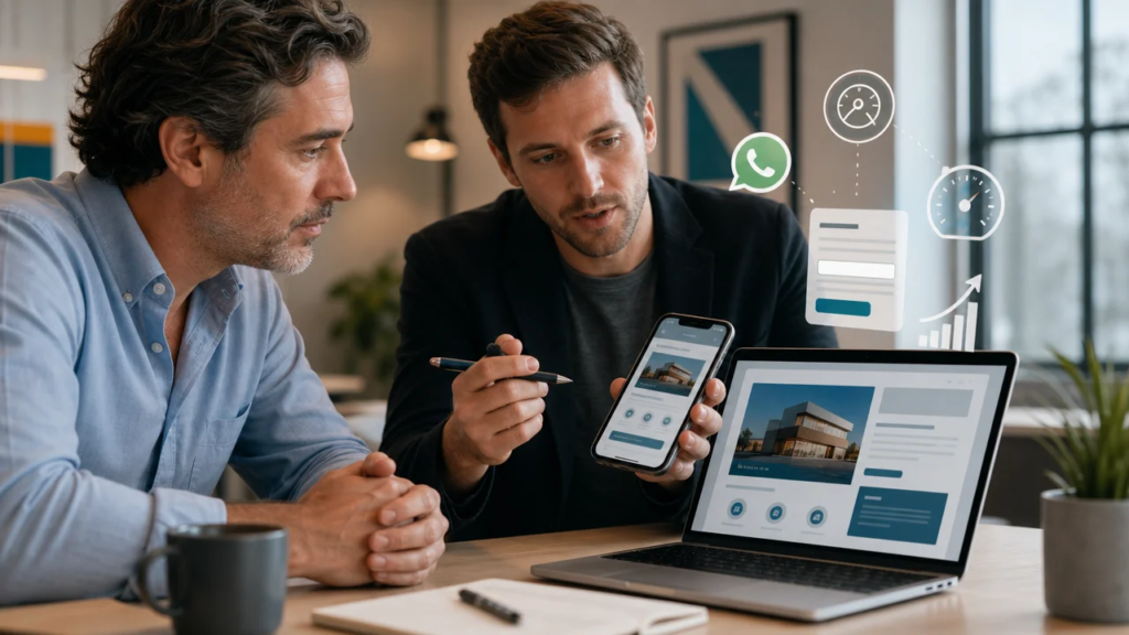 Empresas creadoras de paginas web evaluando una estrategia digital para un negocio en Argentina.