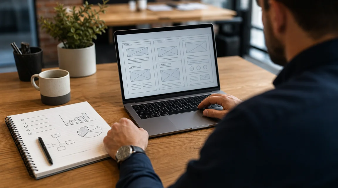 Persona evaluando una propuesta de desarrollo web dinamico antes de contratar.