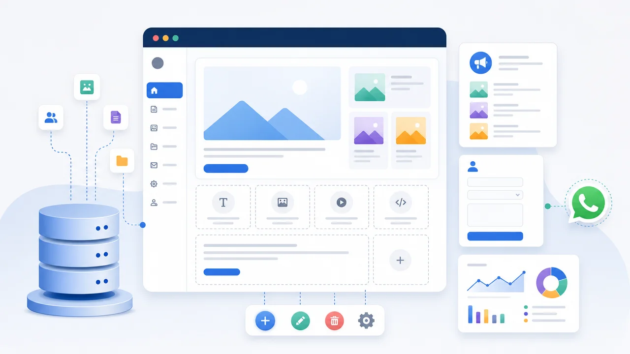 Representacion de una pagina web dinamica con contenido administrable e integraciones.