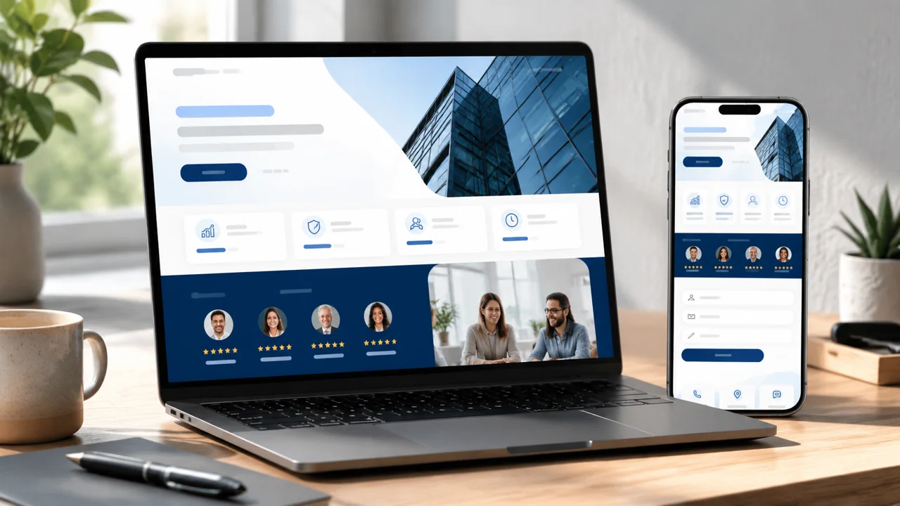 Pagina web profesional orientada a conversion con formulario y contacto claro.