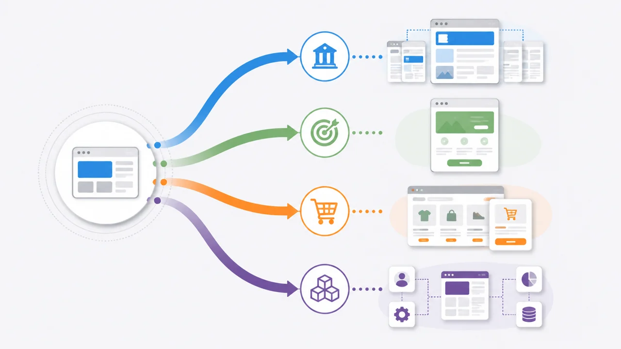 Comparación visual de tipos de desarrollo web para empresas.